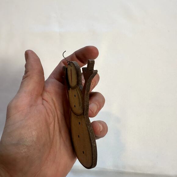 Primitive Farmhouse Christmas Wooden Snowman Tree Ornament - Picture 3 of 4